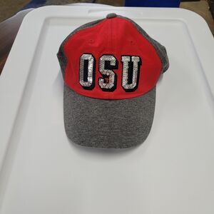 OSU Official  bling Sequine Letters Scarlet & Gray Adjustable Ball Cap